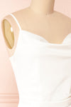 Chloe Ivory Cowl Neck Satin Midi Slip Dress | Boutique 1861 side close-up