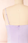 Chloe Lilac Cowl Neck Satin Midi Slip Dress | Boutique 1861 back close-up