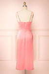 Chloe Pink Cowl Neck Silky Midi Slip Dress | Boutique 1861 back view
