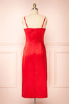 Chloee Red Silky Midi Slip Dress | Boutique 1861 back view