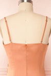 Chloe Rust Cowl Neck Silky Midi Slip Dress | Boutique 1861 back close up