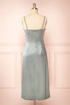 Chloe Silver Cowl Neck Silky Midi Slip Dress | Boutique 1861 back view