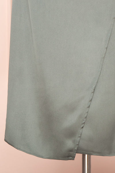 Chloe Silver Cowl Neck Silky Midi Slip Dress | Boutique 1861 bottom