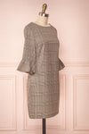 Christelle Grey Plaid Tunic Dress with Bell Sleeves | Boutique 1861 side view