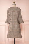 Christelle Grey Plaid Tunic Dress with Bell Sleeves | Boutique 1861 back view