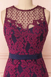 Ciara Purple Lace Midi Dress | Robe Cocktail | Boutique 1861 front close-up