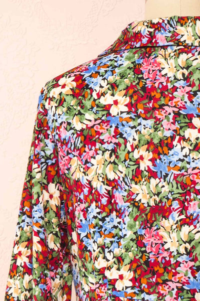 Cieta Short Floral Long Sleeved Dress | Boutique 1861 back close-up