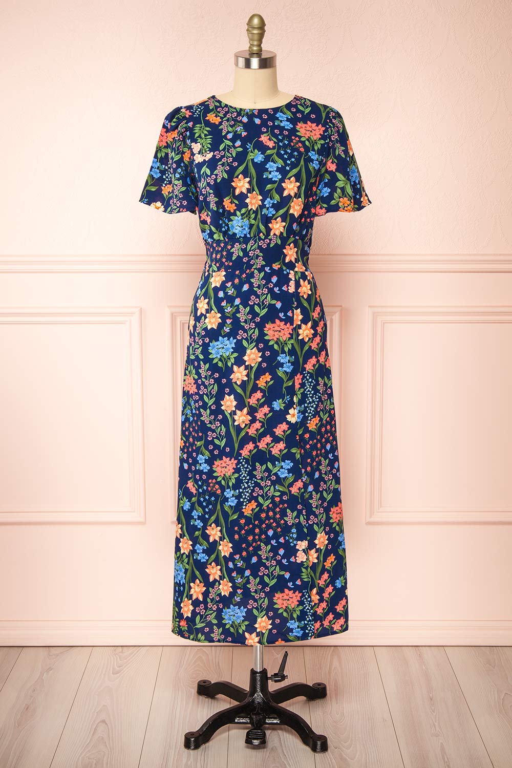 Cirilla Navy Floral Dress | Boutique 1861 front view