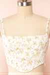 Cissiae Ivory Floral Cropped Tank Top | Boutique 1861  front close up