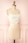 Cissiae Ivory Floral Cropped Tank Top | Boutique 1861  side view