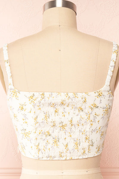 Cissiae Ivory Floral Cropped Tank Top | Boutique 1861 back close up