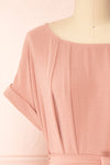 Claire Pink Short Sleeve Tie Waist Dress | Boutique 1861 front close-up