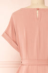 Claire Pink Short Sleeve Tie Waist Dress | Boutique 1861 back close-up