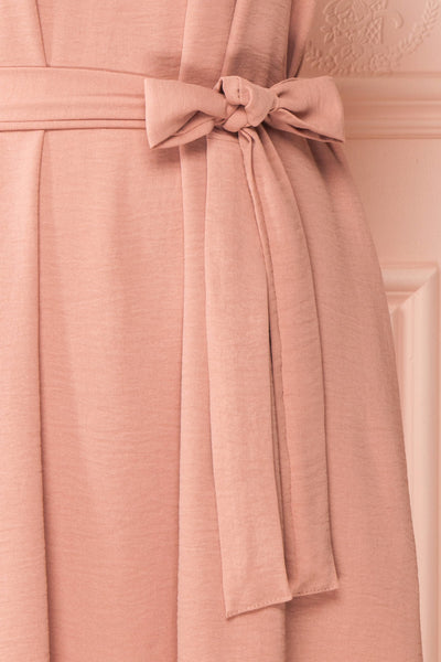 Claire Pink Short Sleeve Tie Waist Dress | Boutique 1861 bow