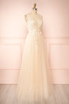 Clara Beige Maxi Tulle Dress with Lace Bodice | Boudoir 1861 side view