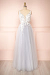 Clara Blue Maxi Tulle Dress with Lace Bodice | Boudoir 1861 front view