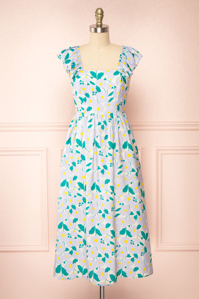 Clare Semi Open-Back Floral Midi Dress | Boutique 1861 front view