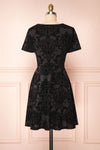 Clarinda Black Velvet Patterned Short Dress | Boutique 1861 back view