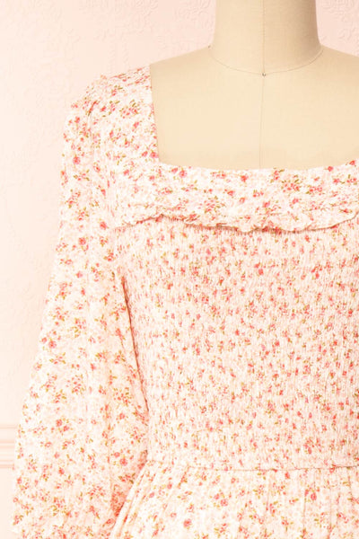 Clarisse Tiered Floral Midi Dress | Boutique 1861 front close-up