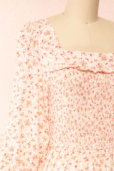Clarisse Tiered Floral Midi Dress | Boutique 1861 side close-up