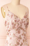 Clary Mauve Floral Midi Dress w/ Fabric Belt | Boutique 1861 side close-up