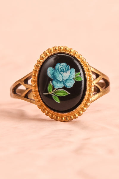 Claudine Montgeard Black & Gold Floral Ring | Boutique 1861 flat close-up