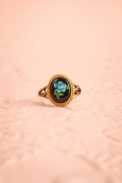 Claudine Montgeard Black & Gold Floral Ring | Boutique 1861 flat view