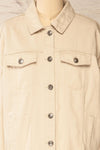 Cleveland Beige Oversized Denim Jacket | La petite garçonne front close-up