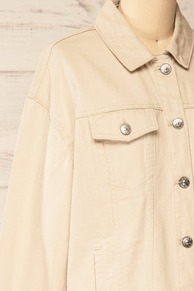 Cleveland Beige Oversized Denim Jacket | La petite garçonne side close-up