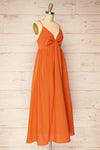 Cloppen Orange V-Neck Midi Dress | La petite garçonne  side view