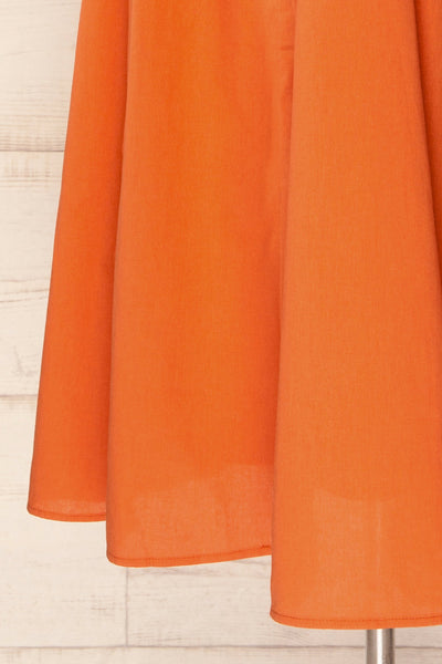 Cloppen Orange V-Neck Midi Dress | La petite garçonne bottom