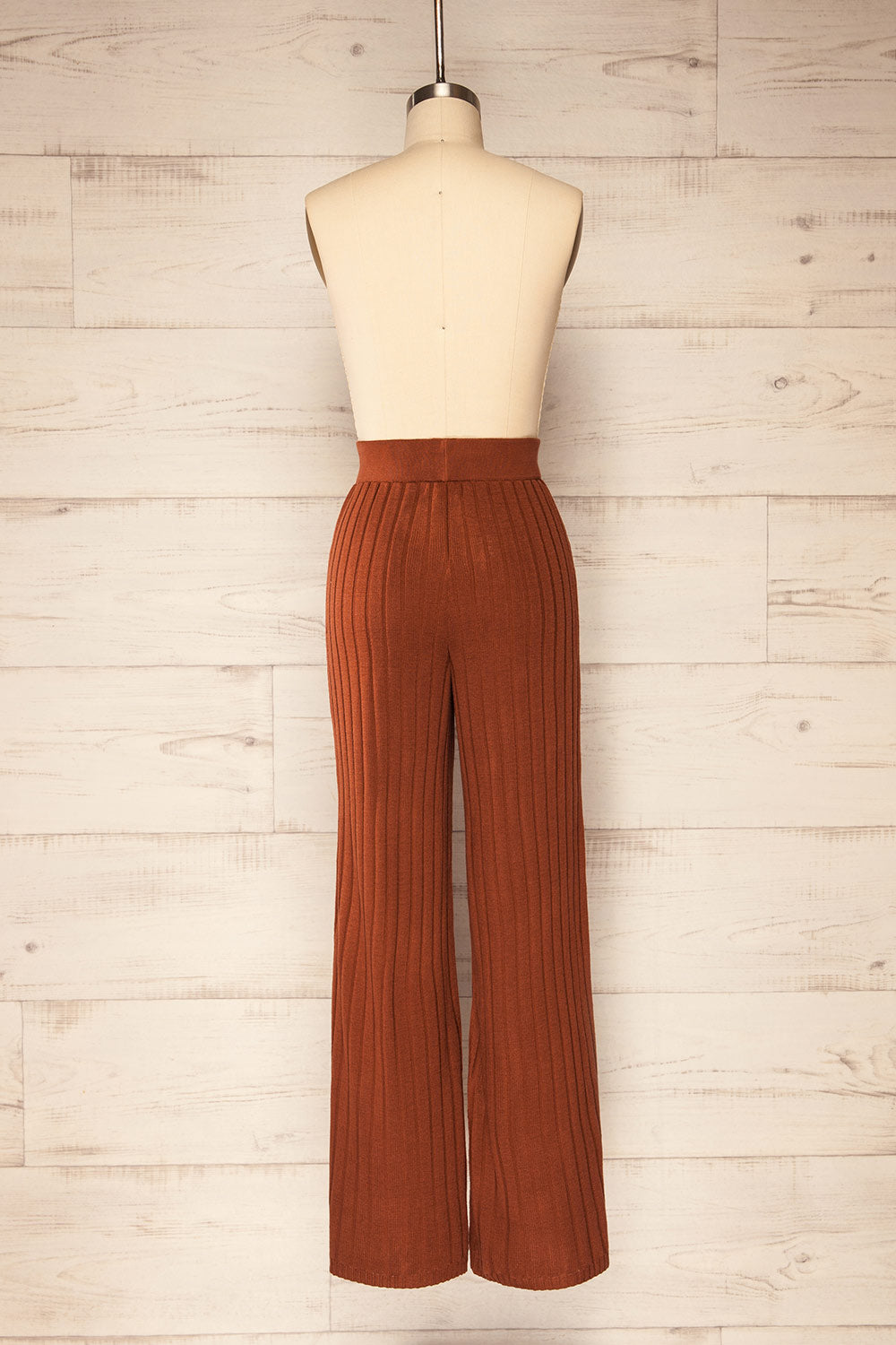 Cloppenburg Rust Ribbed Knit Straight Leg Pants | La petite garçonne back view