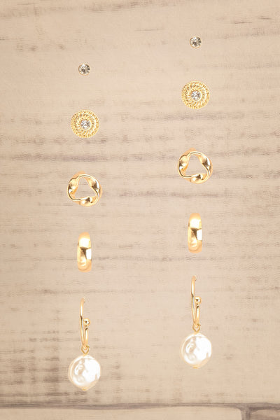 Clux Set of 5 Pairs of Gold Earrings | La petite garçonne