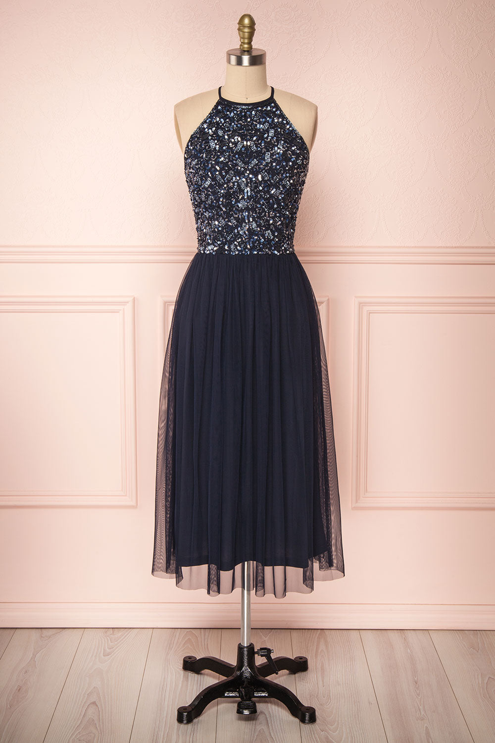 Cocytia Navy Blue Sequin Dress | Robe de Fête | Boutique 1861