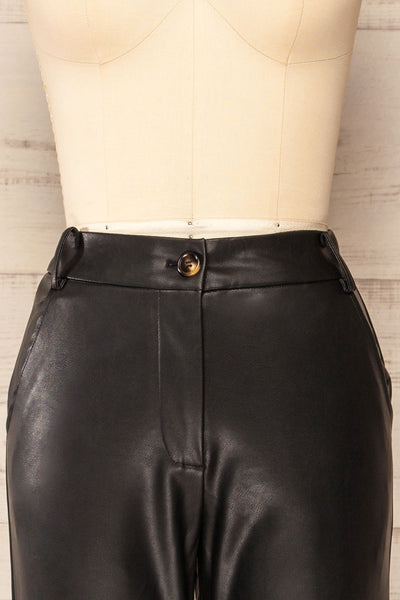 Coglian Fitted Faux-Leather Pants | La petite garçonne front close-up