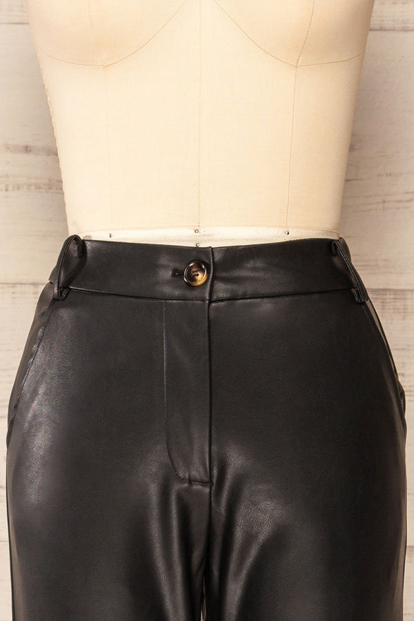 Coglian Black Fitted Faux-Leather Pants | La petite garçonne