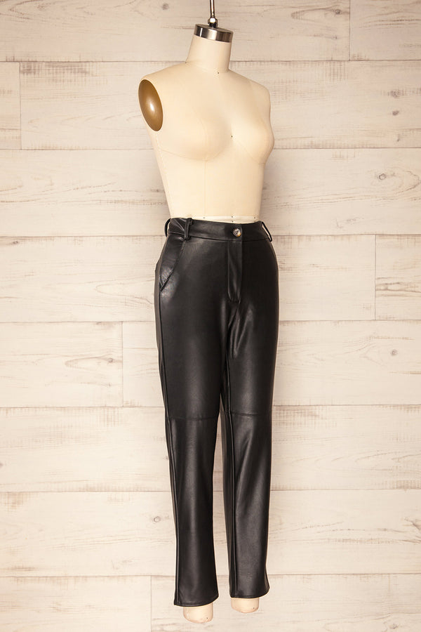 Coglian Black Fitted Faux-Leather Pants | La petite garçonne