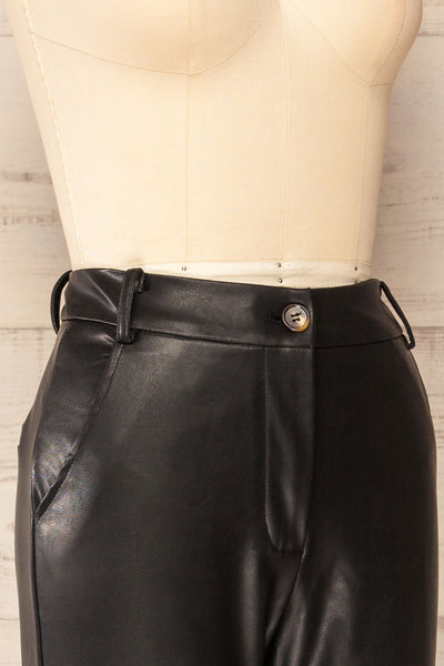 Coglian Fitted Faux-Leather Pants | La petite garçonne side close-up
