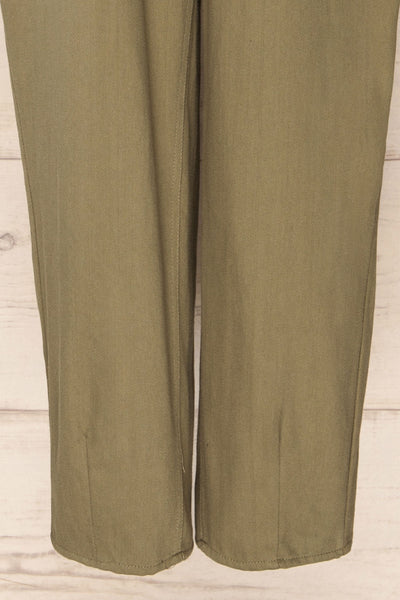 Coka Green Denim Knotted Straps Overalls | La petite garçonne legs