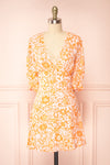 Colbie Short Chiffon Floral Dress w/ 3/4 Sleeves | Boutique 1861  front view