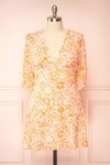 Colbie Short Chiffon Floral Dress w/ 3/4 Sleeves | Boutique 1861 plus