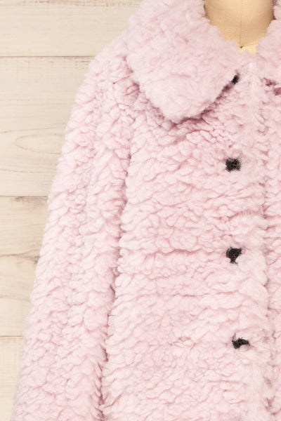 Coldfield Fuzzy Button-Up Teddy Coat | La petite garçonne front close-up