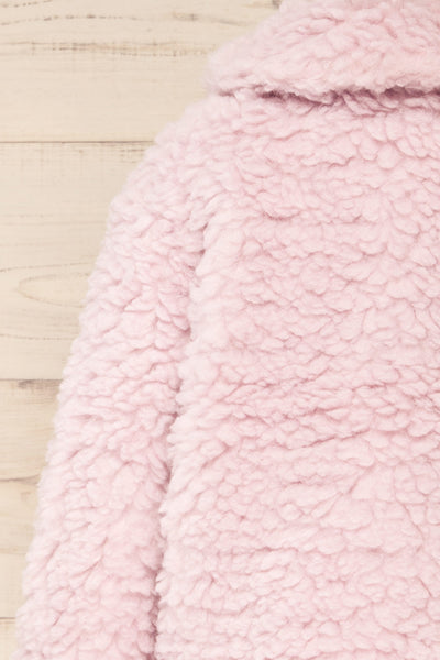 Coldfield Fuzzy Button-Up Teddy Coat | La petite garçonne back close-up