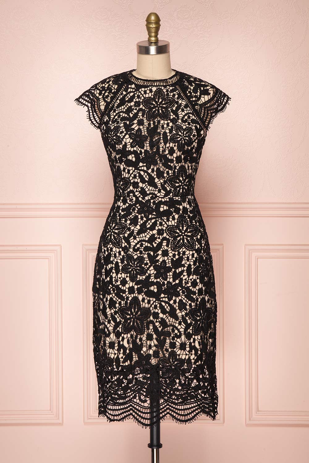 Colihaut Black Lace Fitted Cocktail Dress | Boutique 1861