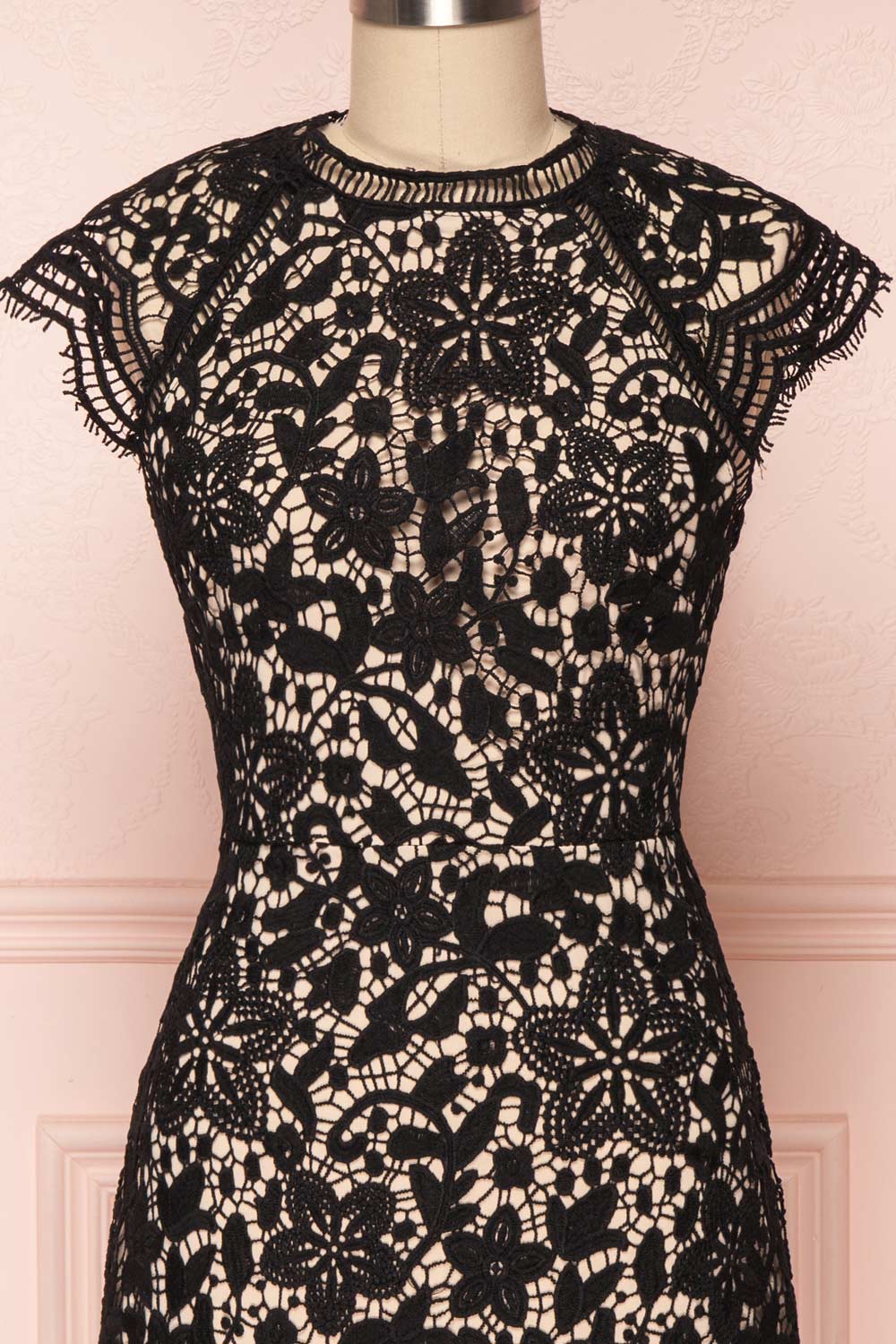 Colihaut Black Lace Fitted Cocktail Dress | Boutique 1861