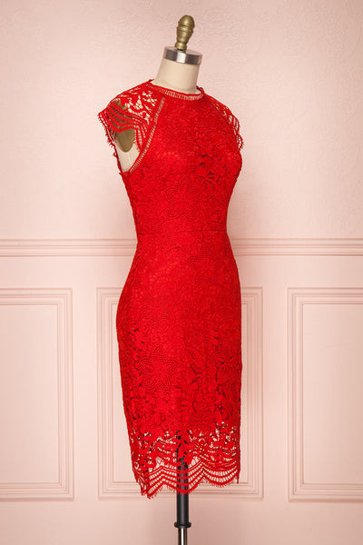 Colihaut Red Lace Fitted Cocktail Dress | Boutique 1861