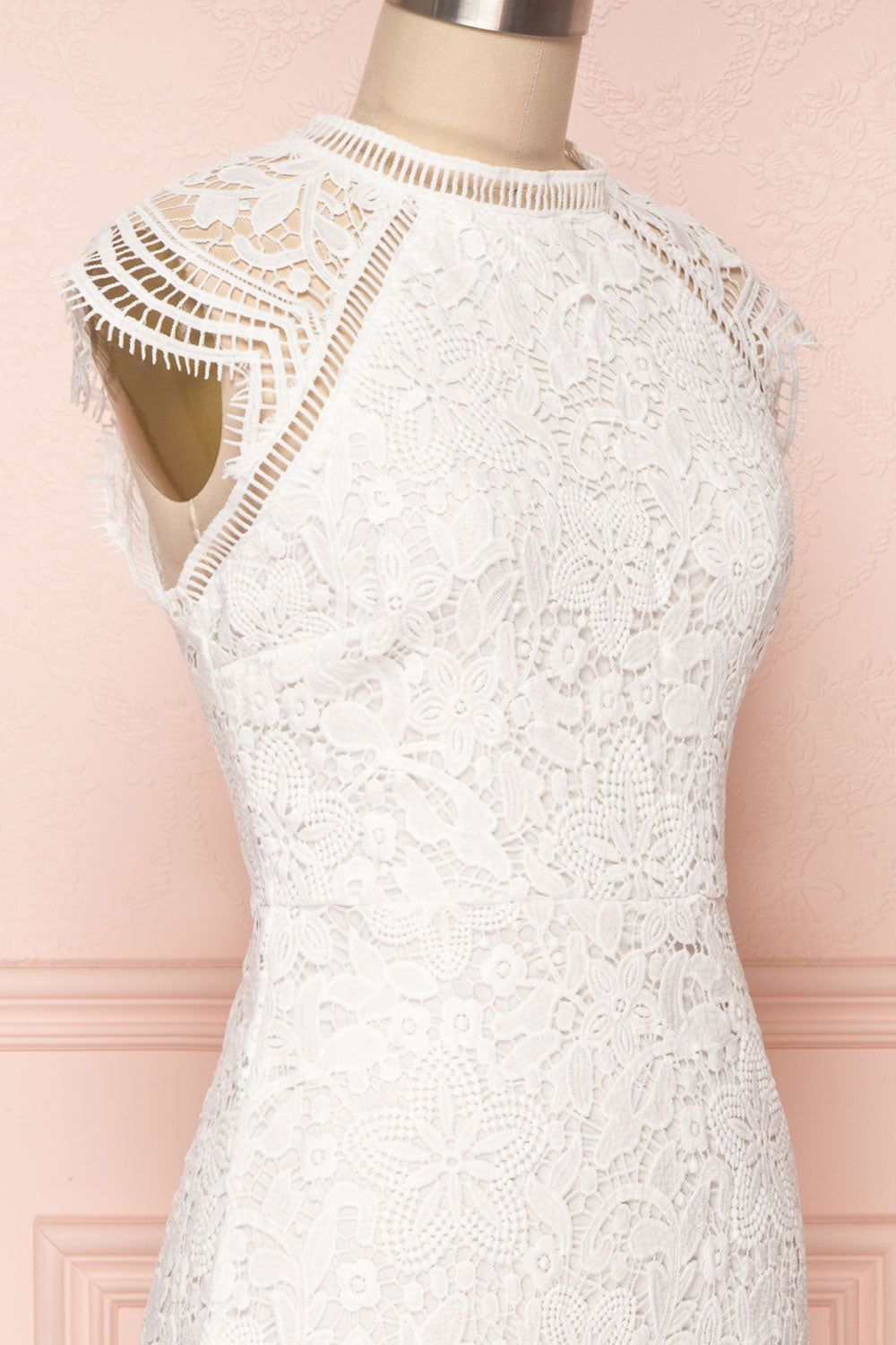 Colihaut White Lace Fitted Cocktail Dress | Boutique 1861