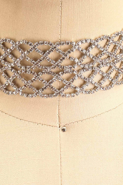 Colligo Silver Crystal Studded Choker Necklace | Boutique 1861 close-up