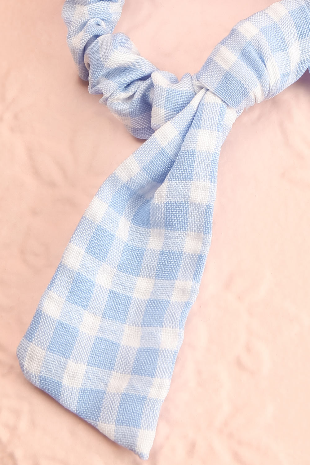 Collis Blue Gingham Hair Scrunchie with Bow | Boutique 1861 close-up