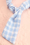 Collis Blue Gingham Hair Scrunchie with Bow | Boutique 1861 close-up